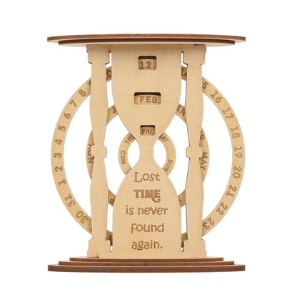 Sand Timer Shaped Wooden Table Calendar | Perpetual Calendar - The Engraved Store