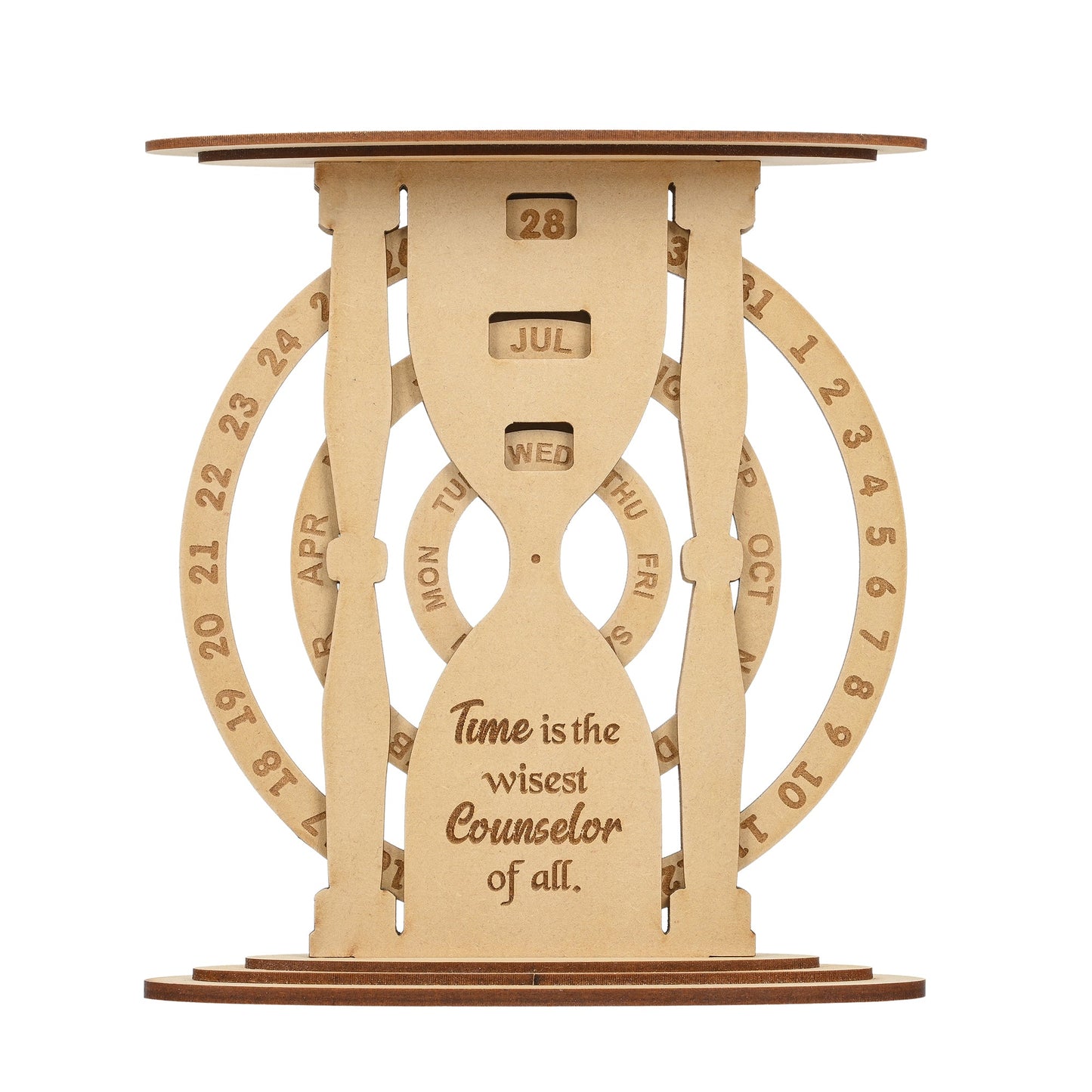 Sand Timer Shaped Wooden Table Calendar | Perpetual Calendar - The Engraved Store