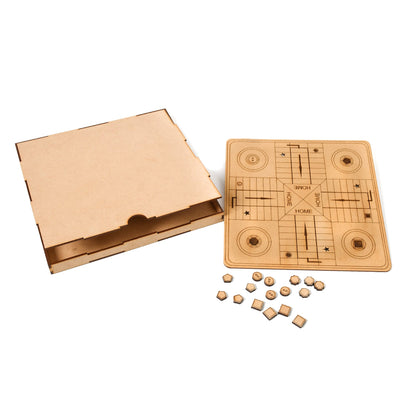 Handcrafted Wooden Ludo Board Game | Classic Game Night Essential - The Etch Wood