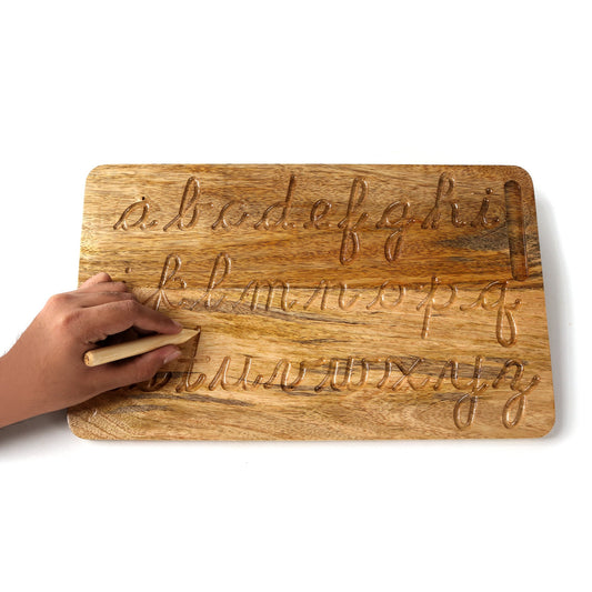 Cursive Lowercase Alphabet Tracing Board | Montessori Writing Practice for Kids - The Etch Wood