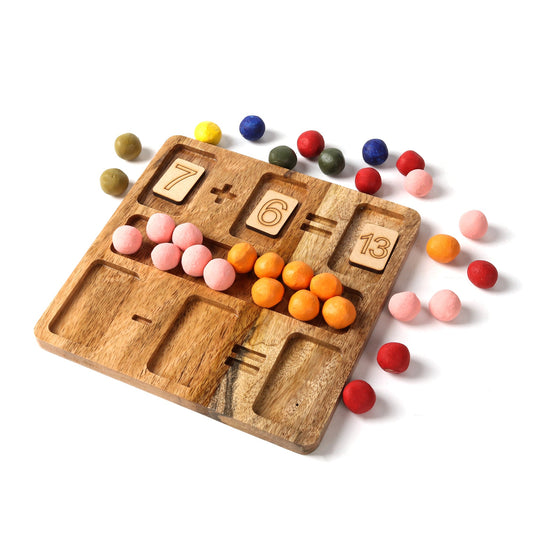 Wooden Calculation Tray for Kids | Addition & Subtraction Learning Tool - The Etch Wood