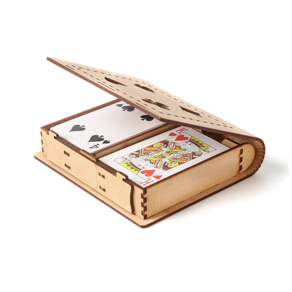 Two Deck Wooden Playing Card Box | Durable Customisable Card Case | Poker, UNO, Rummy Holder - The Etch Wood