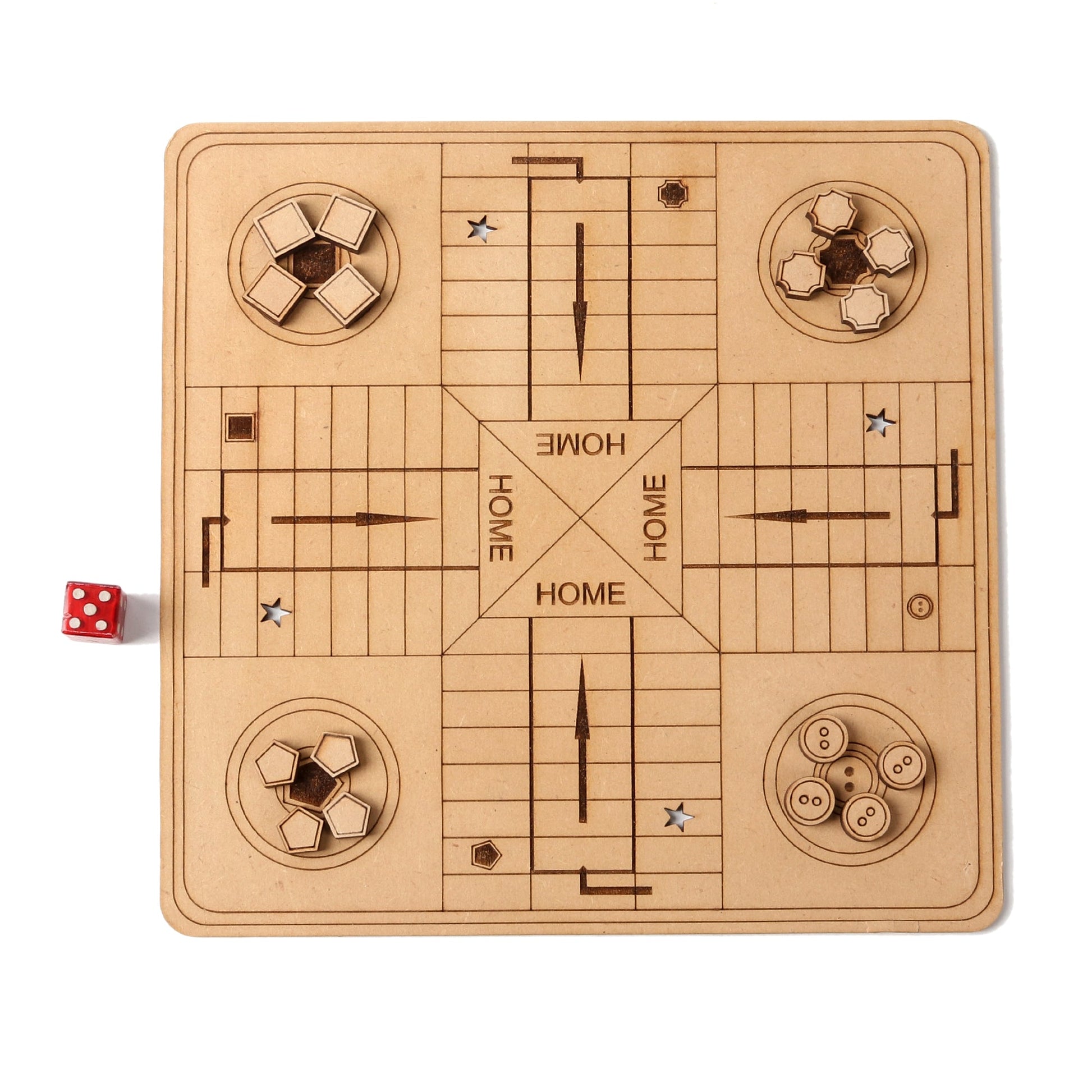 Handcrafted Wooden Ludo Board Game | Classic Game Night Essential - The Etch Wood