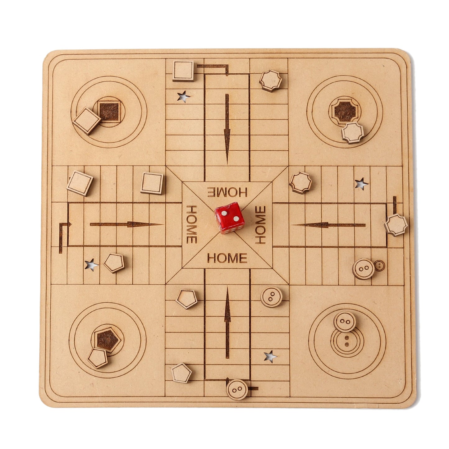 Handcrafted Wooden Ludo Board Game | Classic Game Night Essential - The Etch Wood