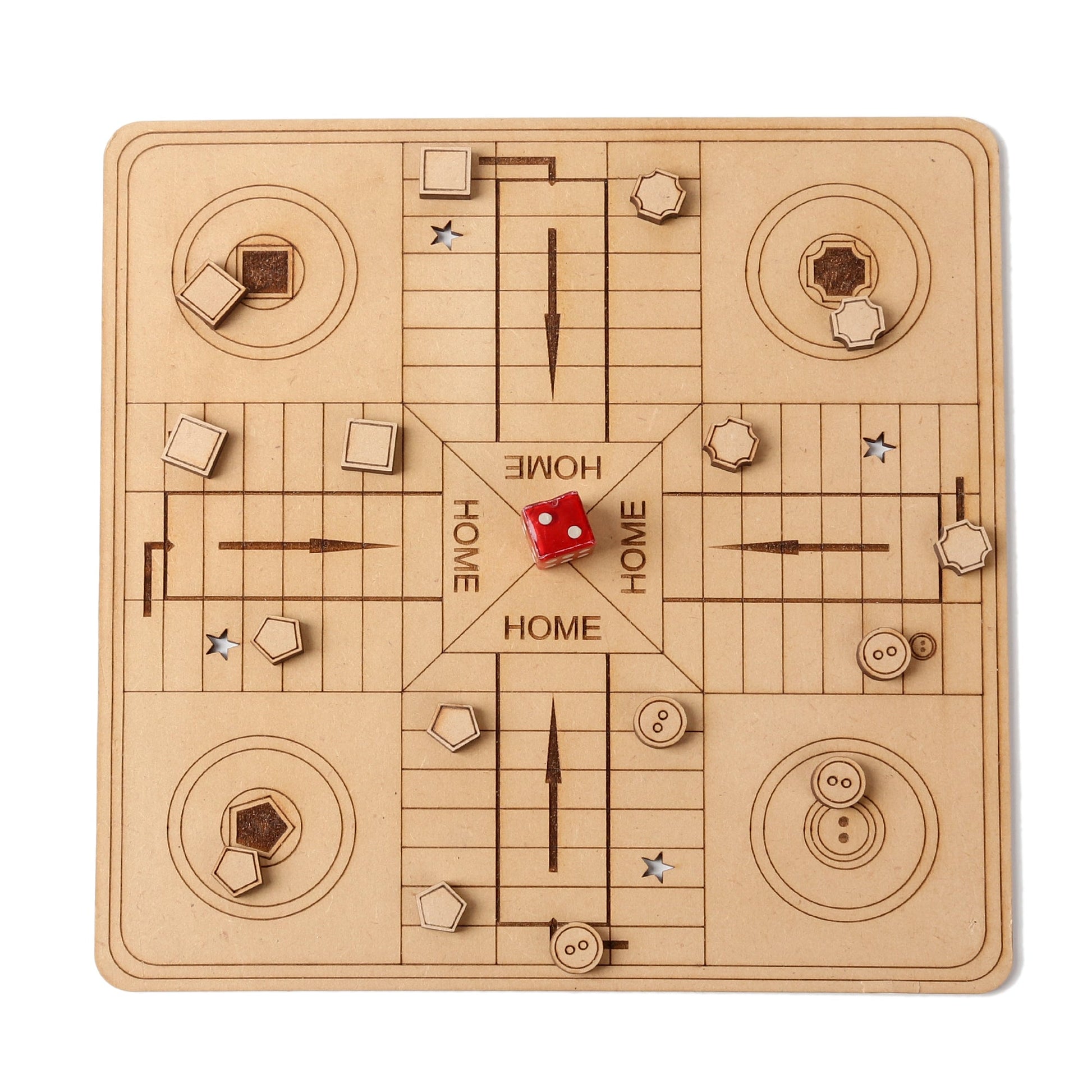 Handcrafted Wooden Ludo Board Game | Classic Game Night Essential - The Etch Wood