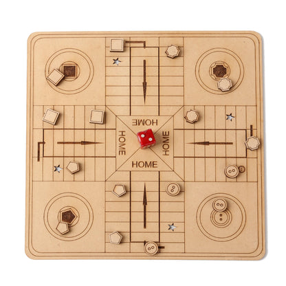 Handcrafted Wooden Ludo Board Game | Classic Game Night Essential - The Etch Wood